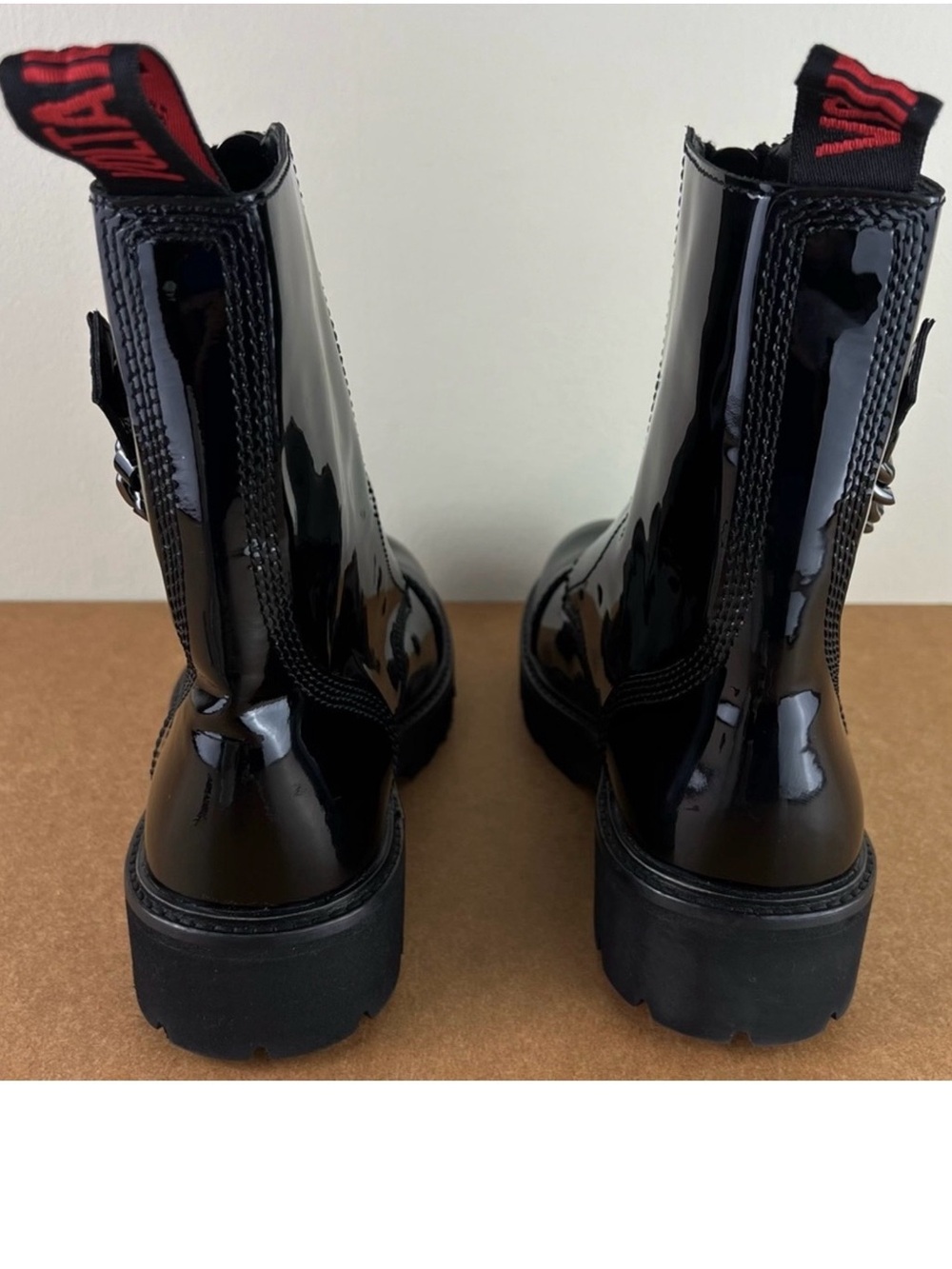 NEW ZADIG & VOLTAIRE BLACK PATENT LEATHER BOOTS - Picture 6 of 12